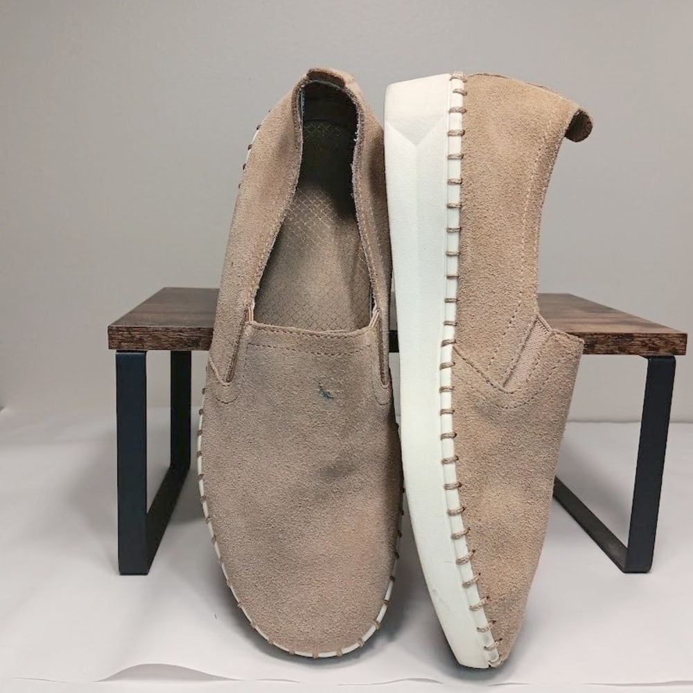 Skechers Loafers Womens 8 Tan Good Suede Platform Whipstitch Slip On